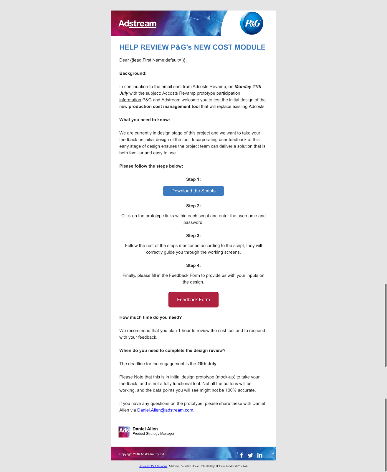Email sent out to users