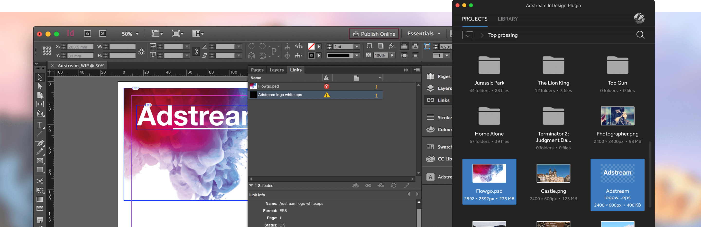 Image of InDesign alongside my plugin