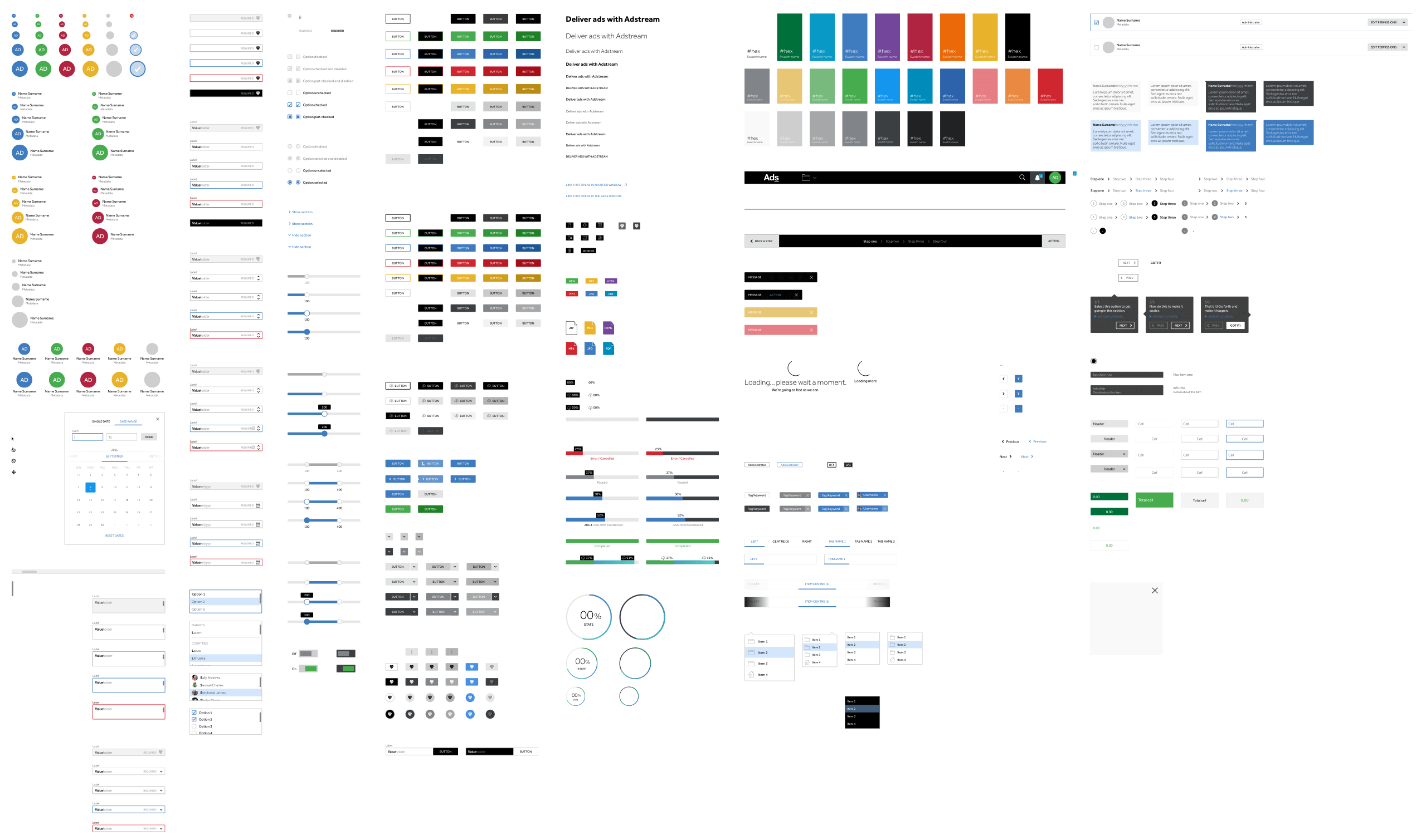 Image of components laid out across artboards in Sketch