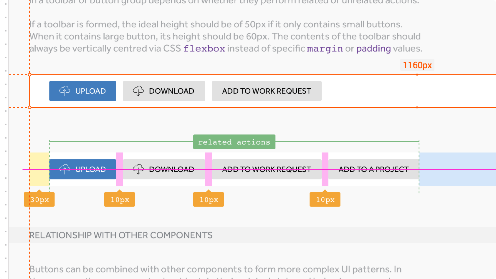 Specs for button groups in Zeplin